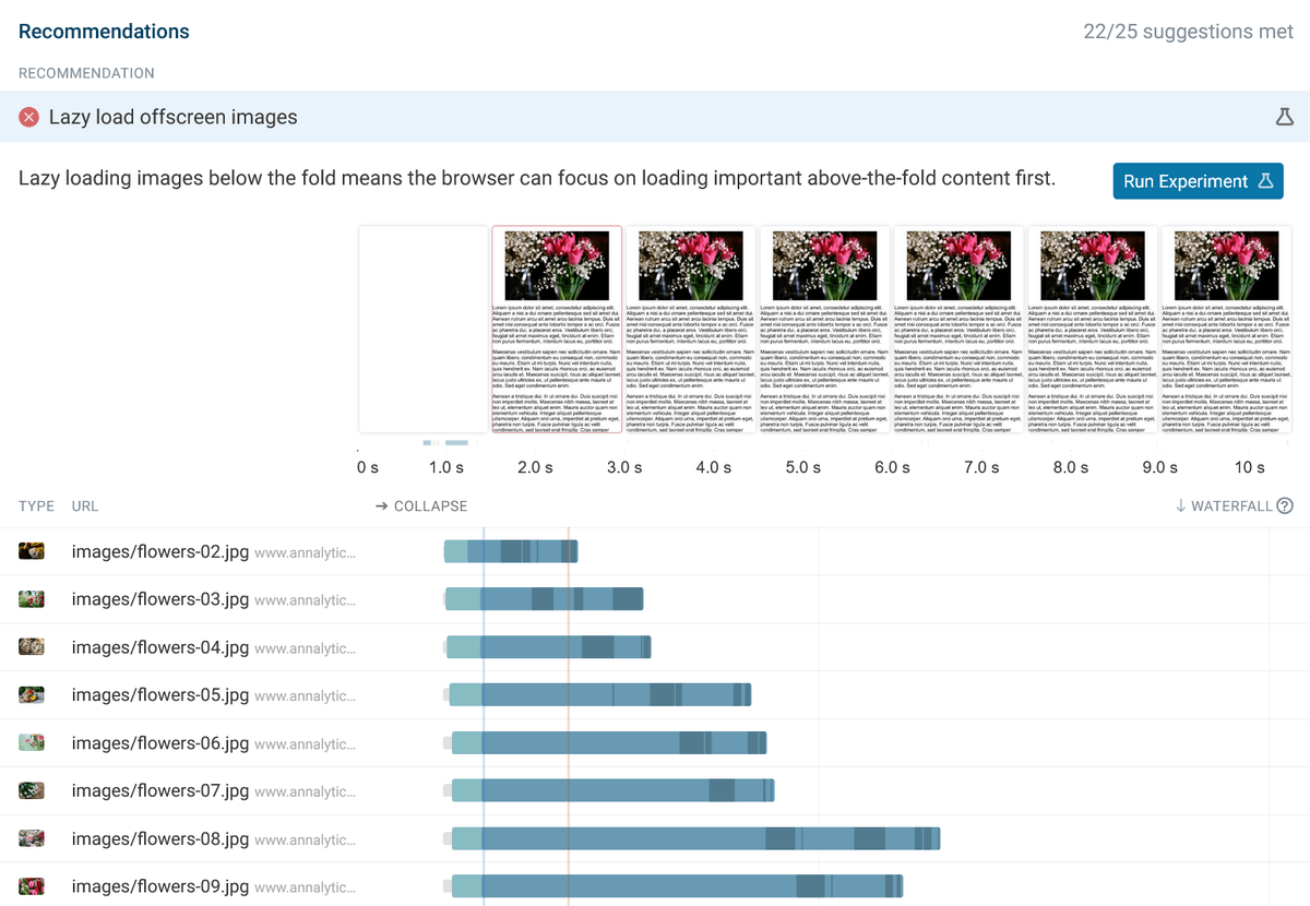 Lazy load offscreen images recommendation in DebugBear