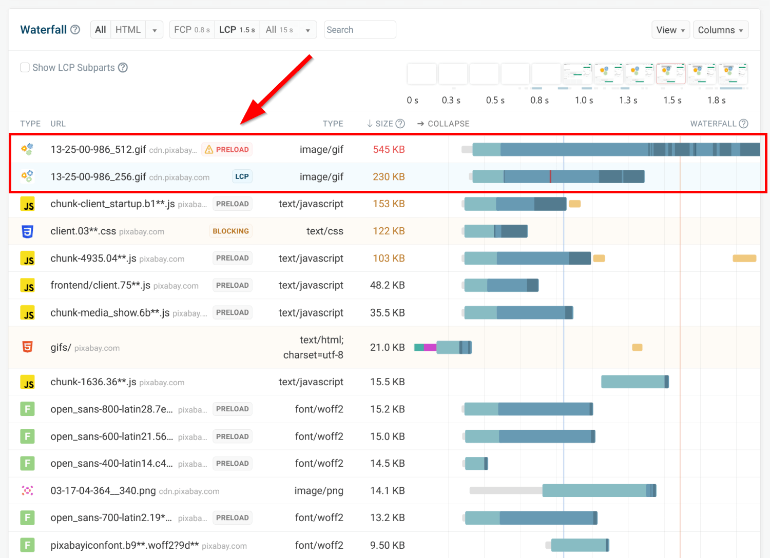 Request waterfalls for large GIF animations