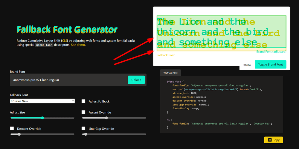 Fallback Font Generator UI