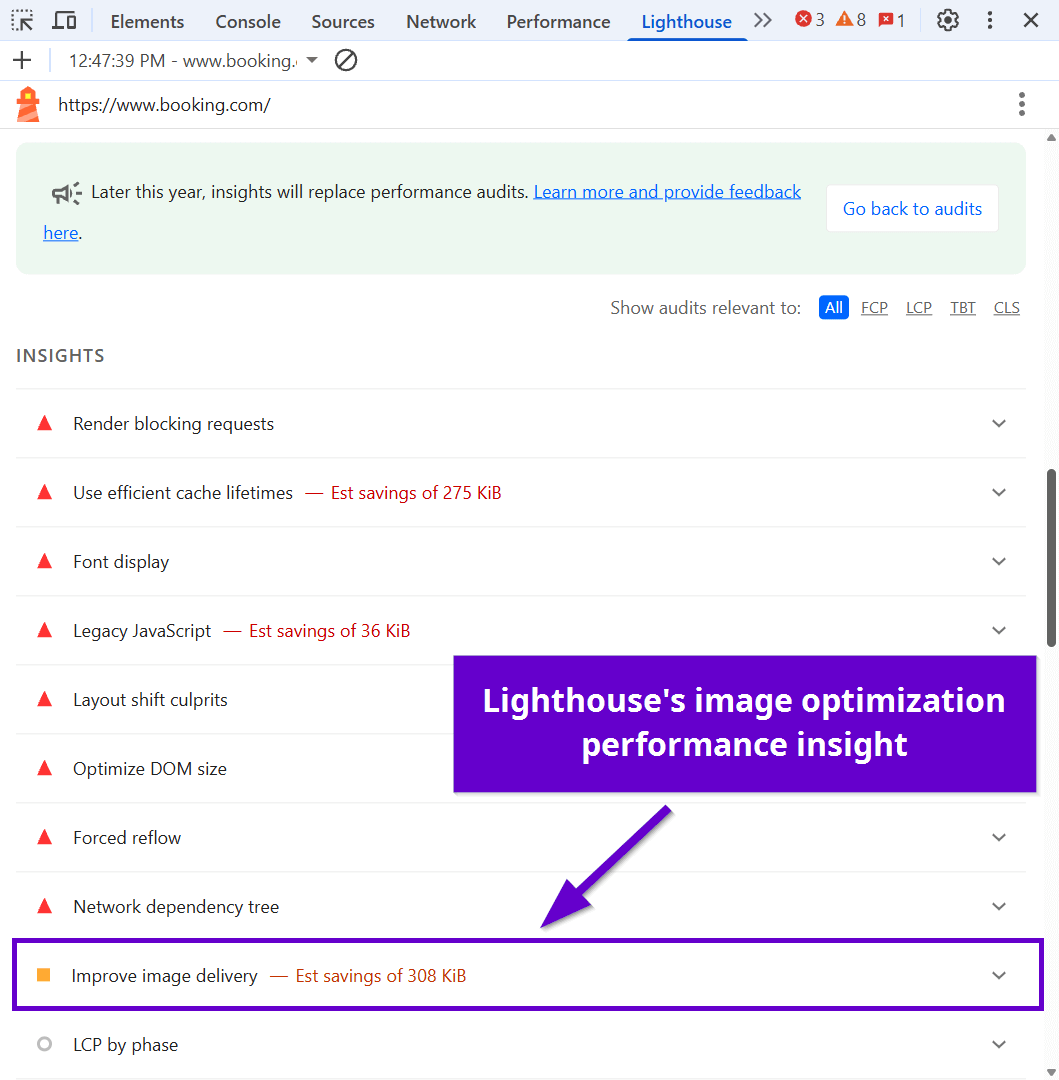 Improve image delivery performance insight in Chrome Canary