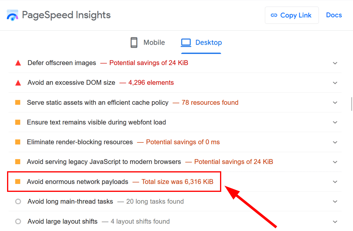 Avoid Enormous Network Payloads for the Booking.com homepage in Page Speed Insights