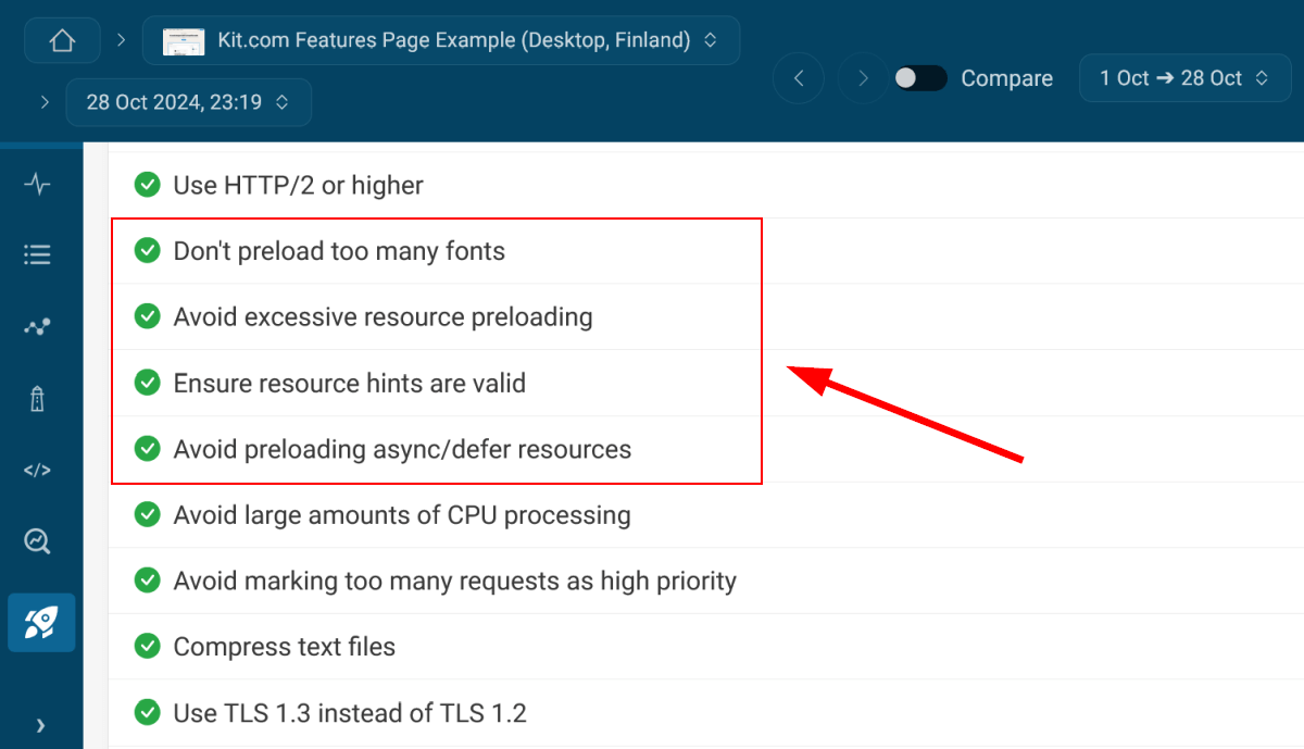 Kit resource hint recommendations in DebugBear