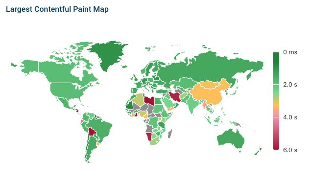 Map showing global Largest Contentful Paint scores