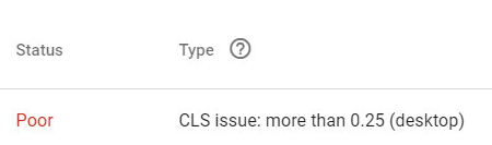 CLS issue in Search Console