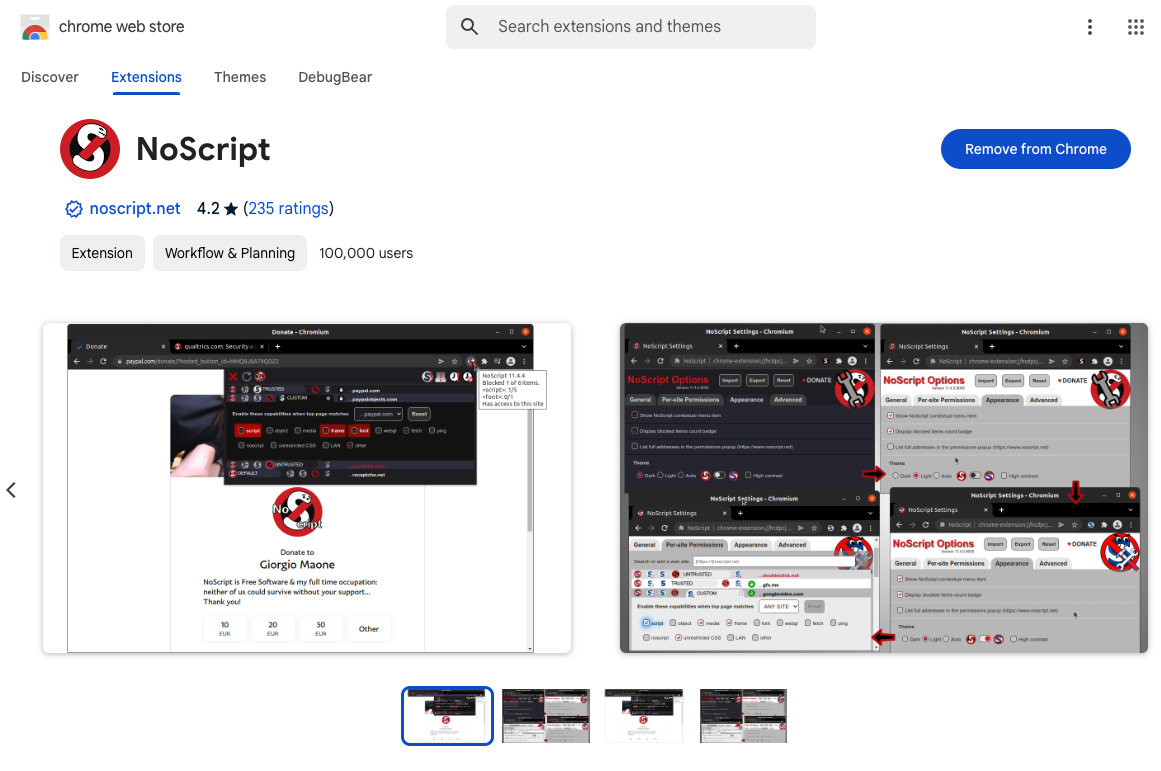 NoScript extension