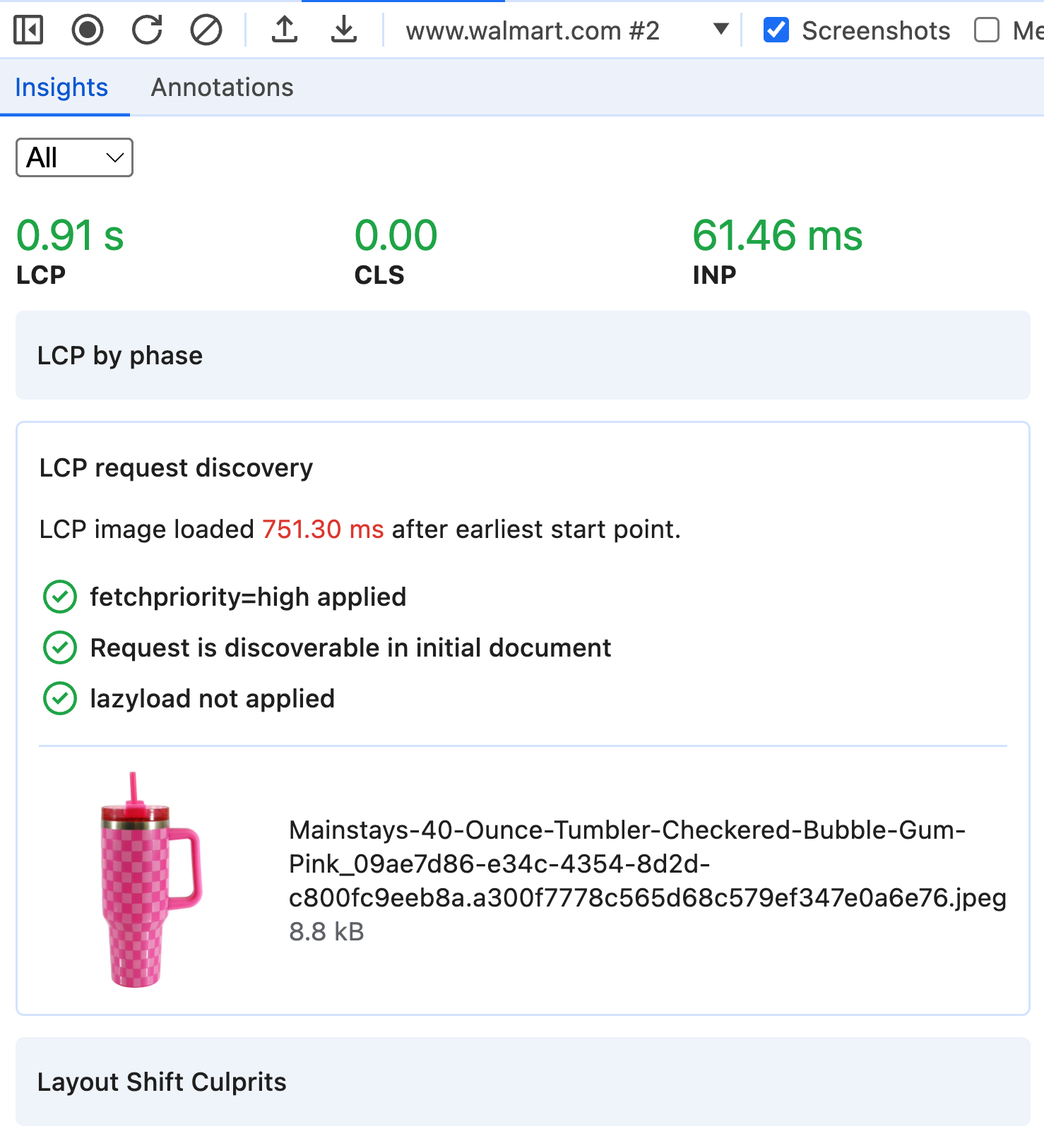 Performance Insights Sidebar