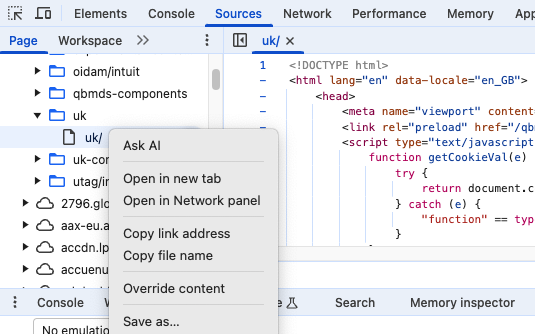 Override content in Chrome DevTools