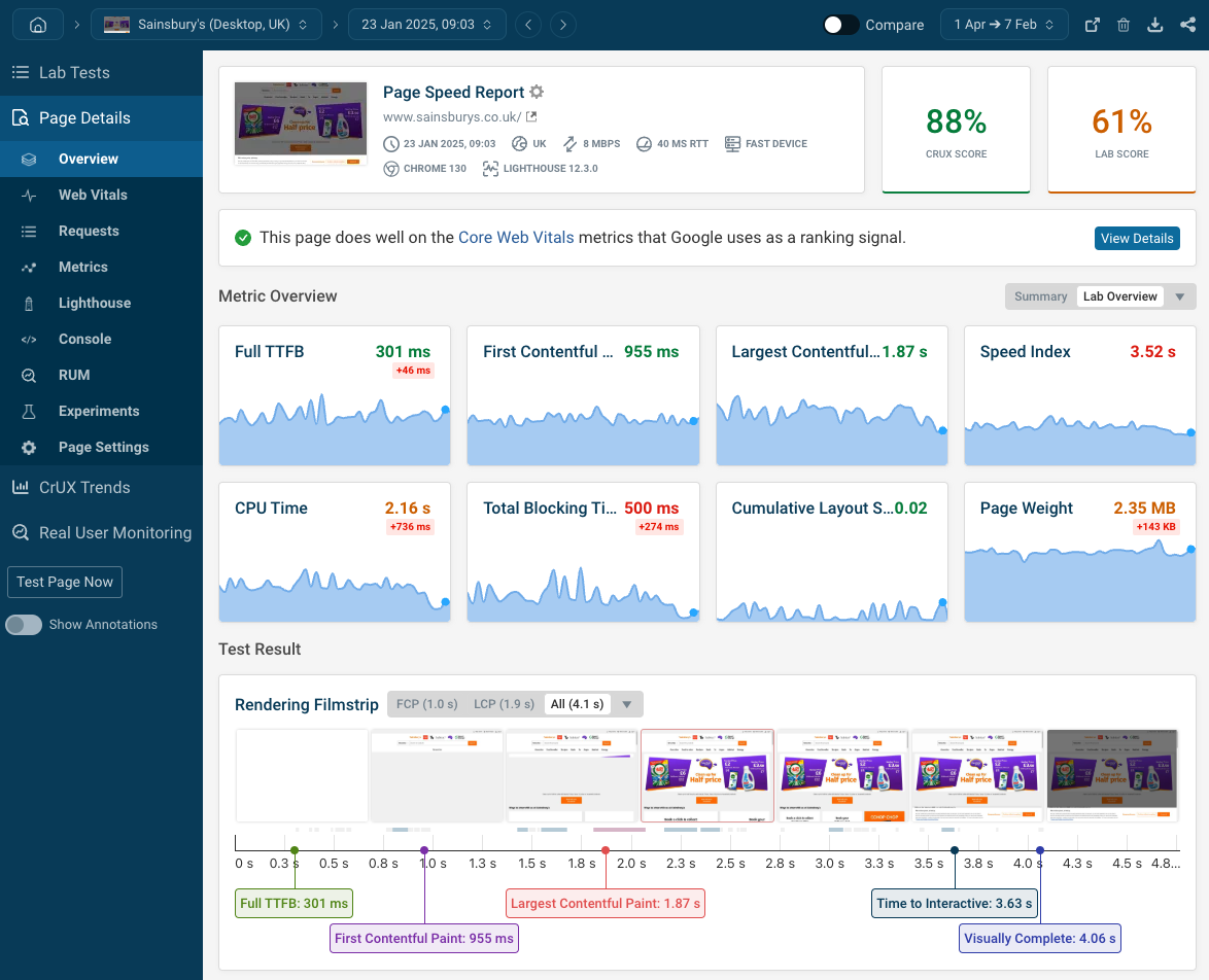 DebugBear monitoring