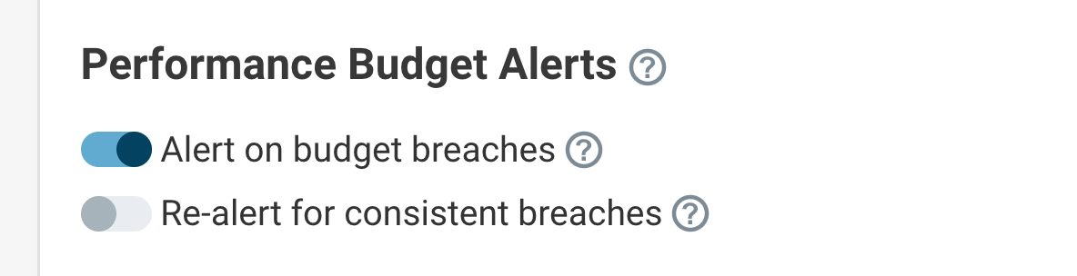 Performance Budget Alert Controls