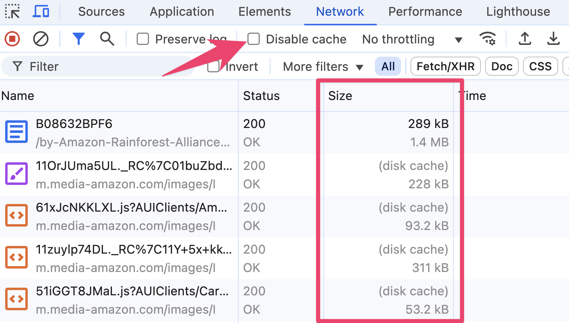 Disable cache in Chrome DevTools