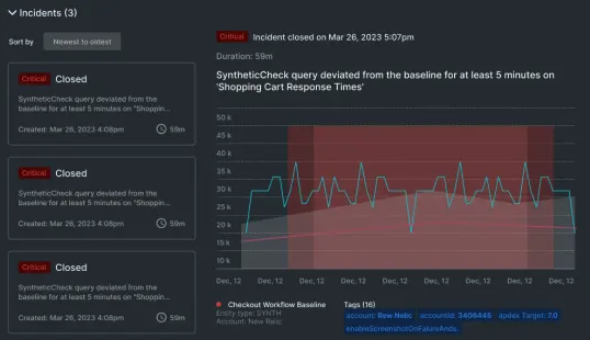 New relic incident detection