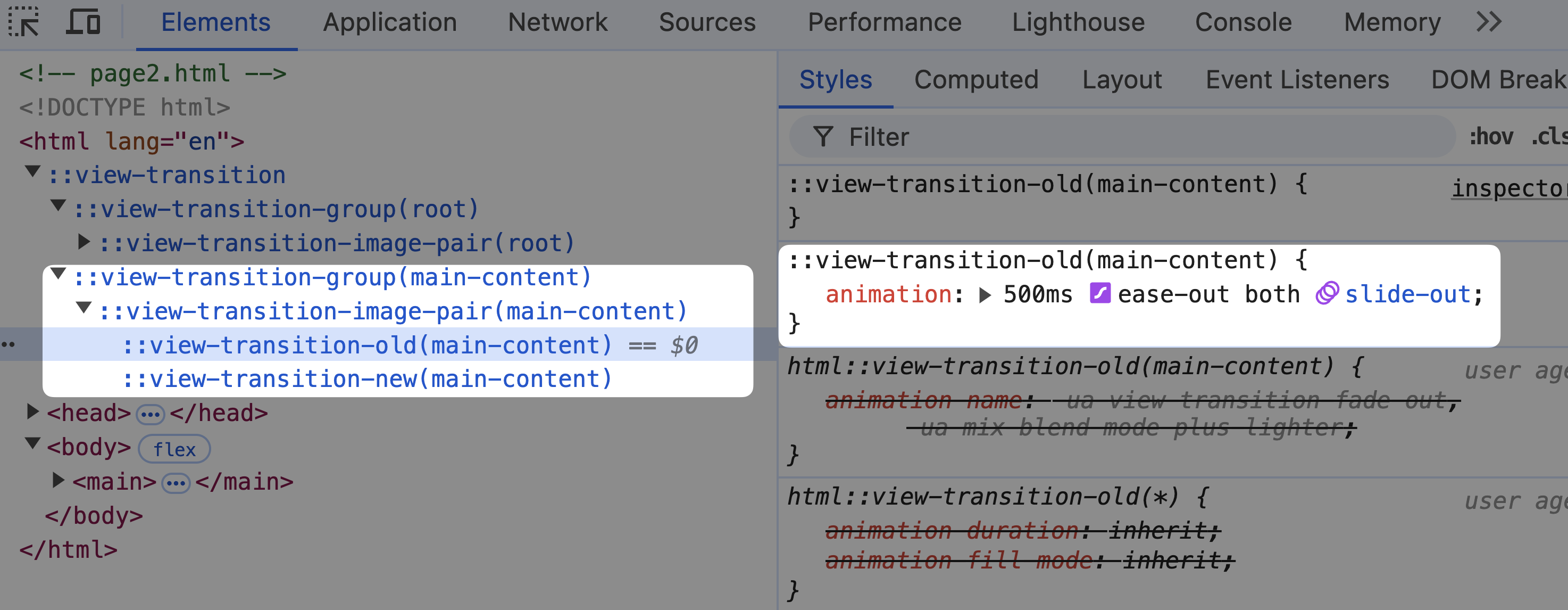 DevTools snapshots styling