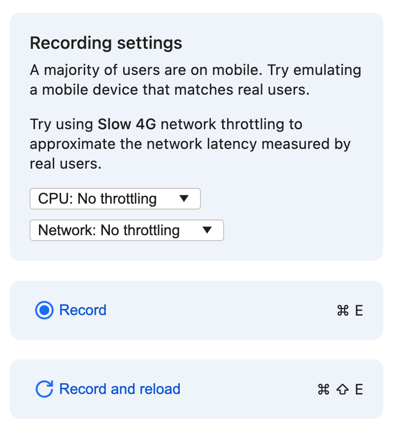 Recording and Throttling Controls