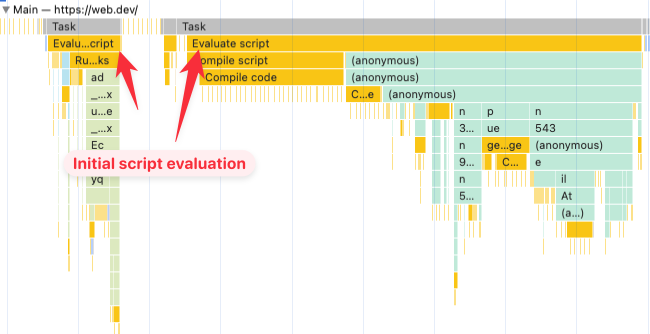 DevTools performance profile evaluate script