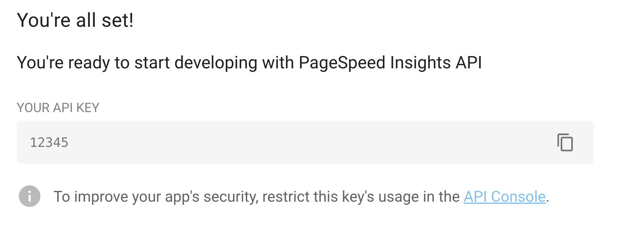 Get a PageSpeed Insights API key