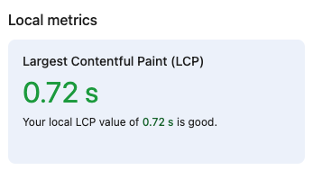 DevTools landing page LCP data