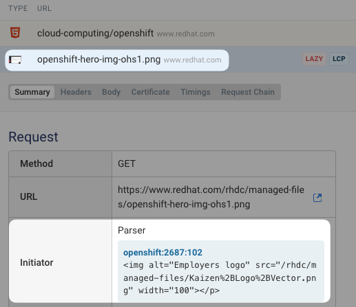 HTML initiator in request details