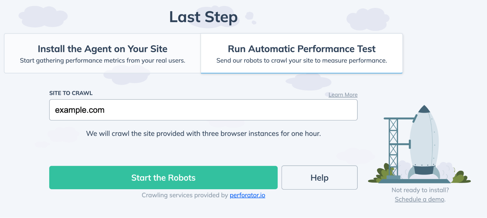 When configuring a new site you can run automated crawls to generate synthetic web performance measurements