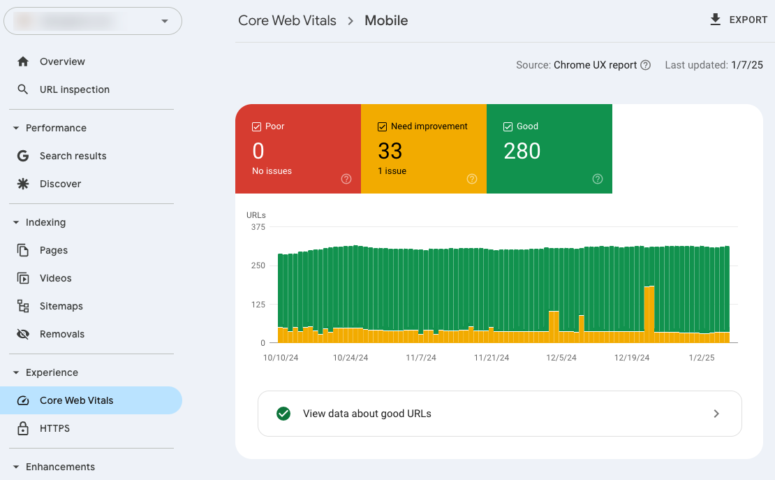 Core Web Vitals in Search Console