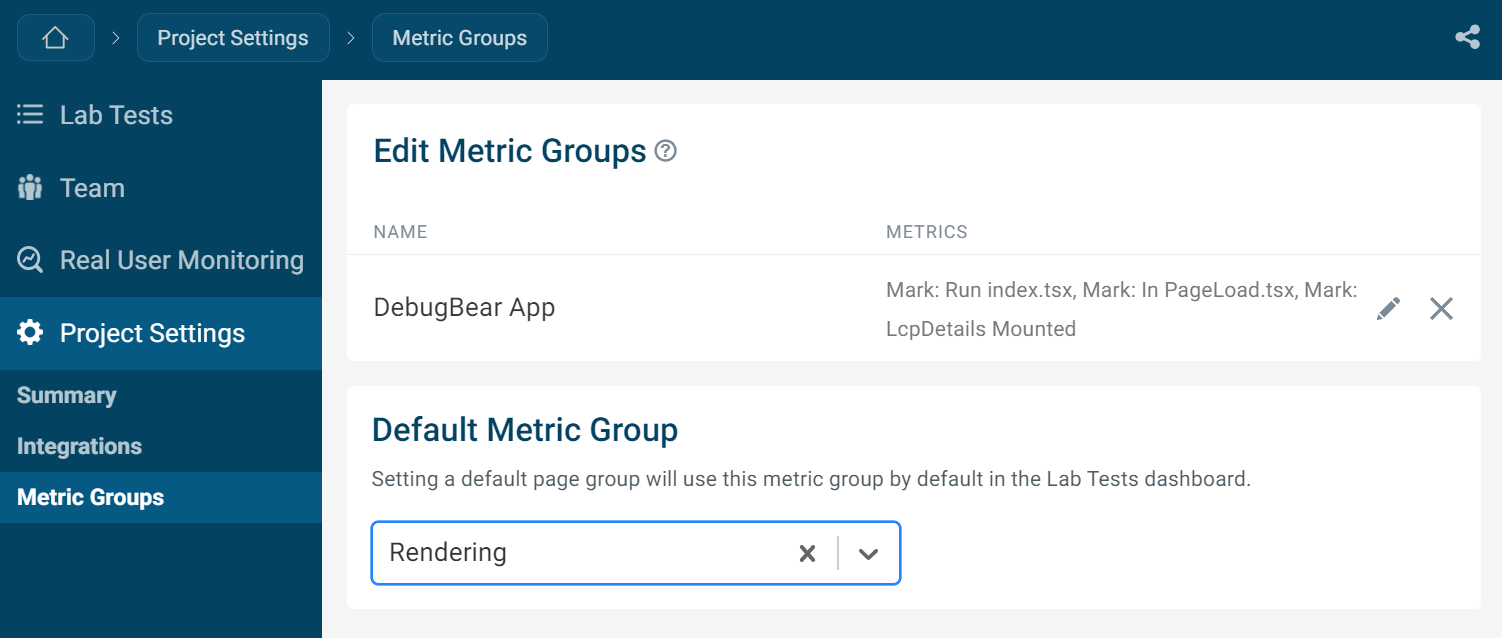 Set Default Metric Group