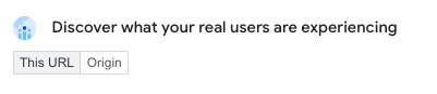 URL/Origin toggle on PageSpeed insights