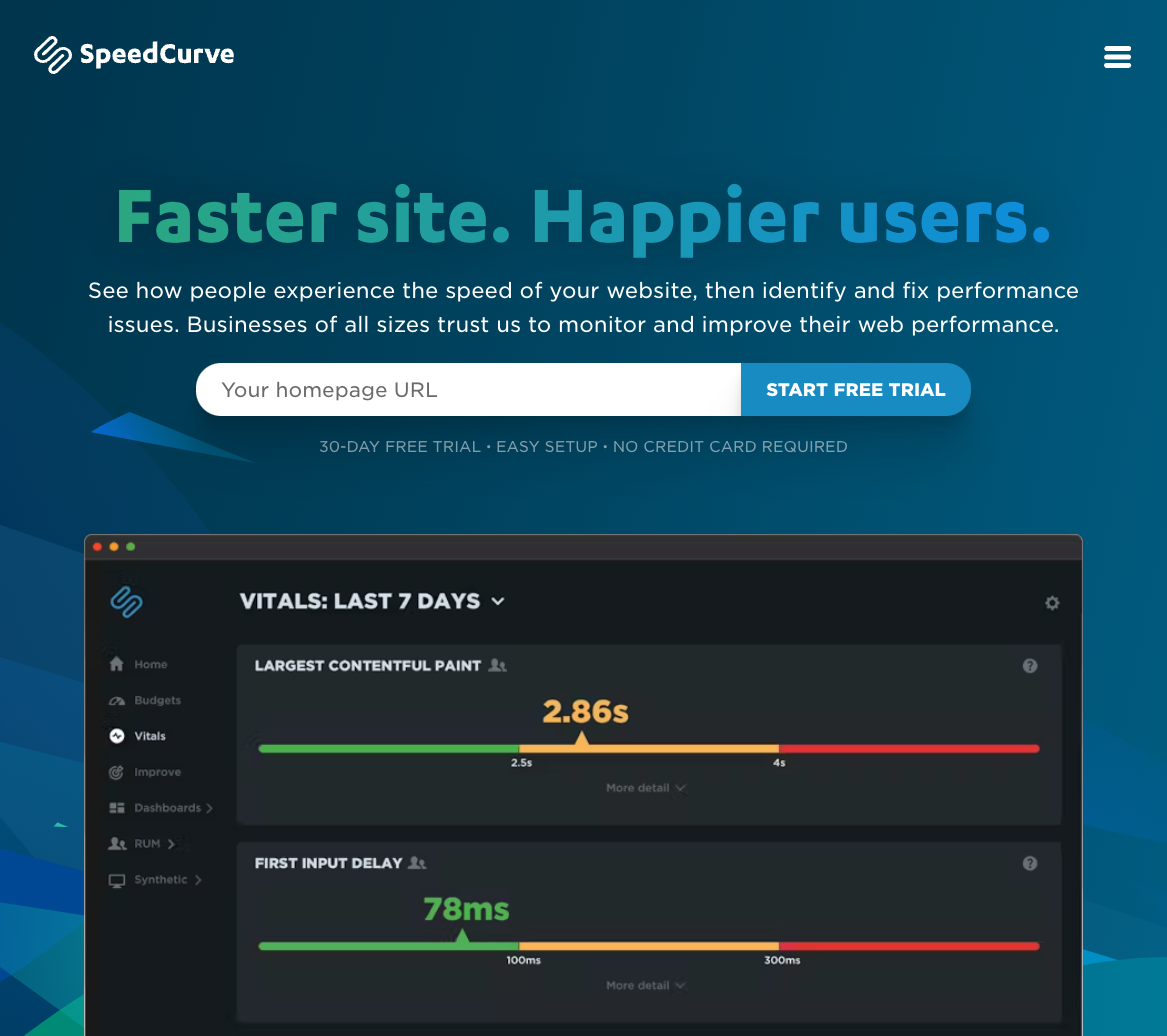 SpeedCurve page speed tool