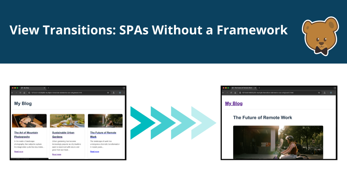Poster for View Transitions API: Single Page Apps Without a Framework | DebugBear