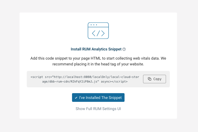 RUM snippet installation in DebugBear