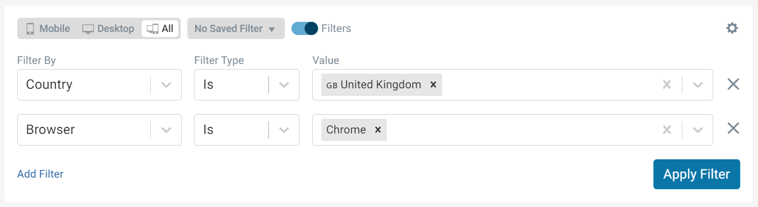 Open saved filters dialog