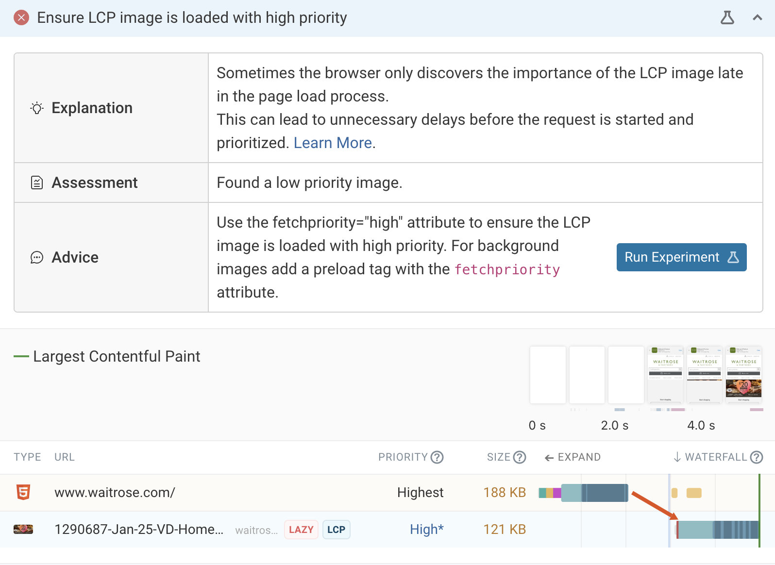 Lazy loaded LCP image