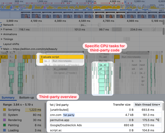 DevTools showing third-party performance