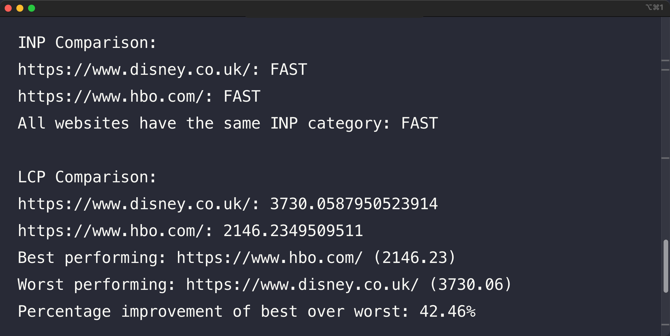 PageSpeed Insights API script output for multiple URLs