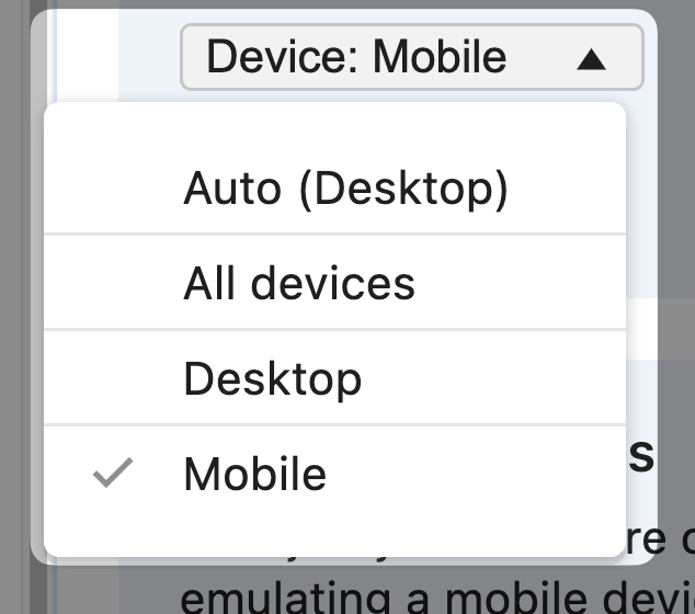 CrUX Device Dropdown