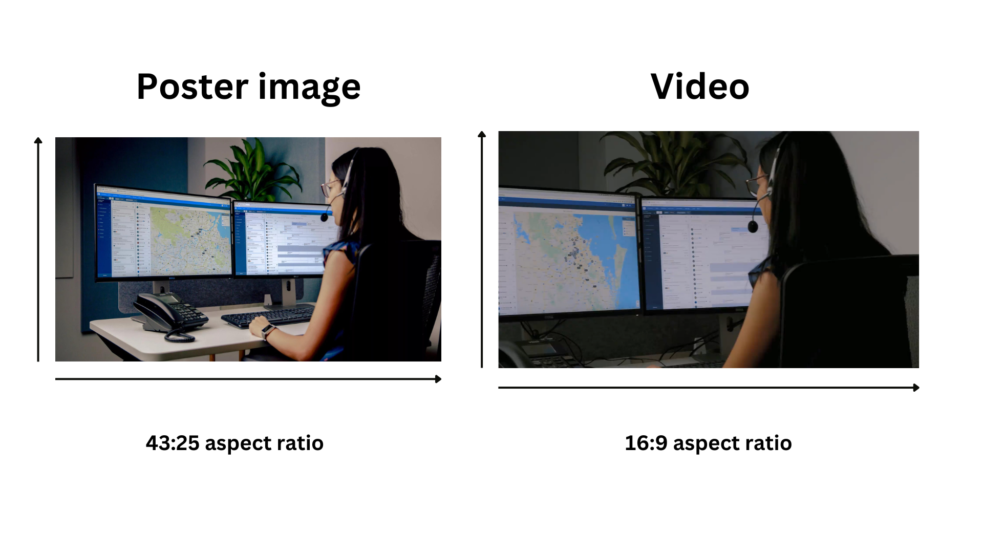 Comparison between poster image which has 43:25 aspect ratio and the video which has 16:9 aspect ratio