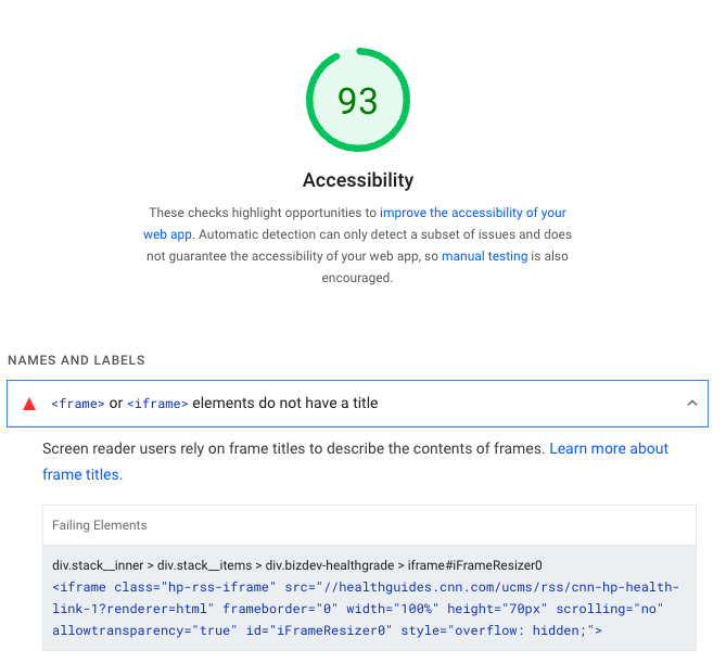 Lighthouse Accessibility recommendation