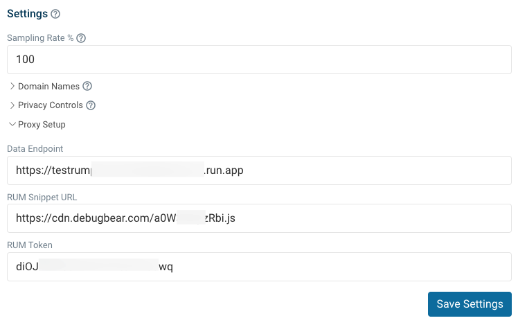 DebugBear RUM Proxy settings