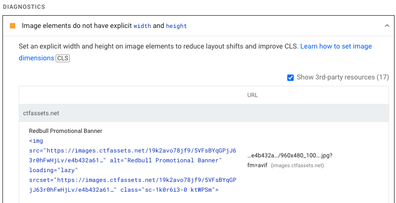 Image elements do not have explicit width and height audit