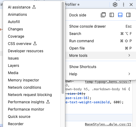 Opening the Chrome DevTools coverage tab