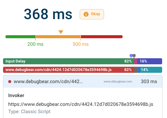 INP delay on a website from script evaluation