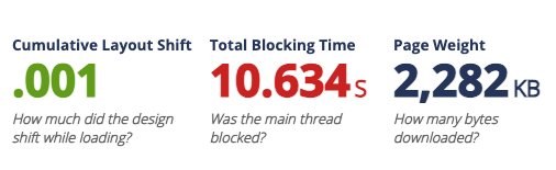 WebPageTest additional metrics