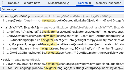 Full text code search in Chrome DevTools