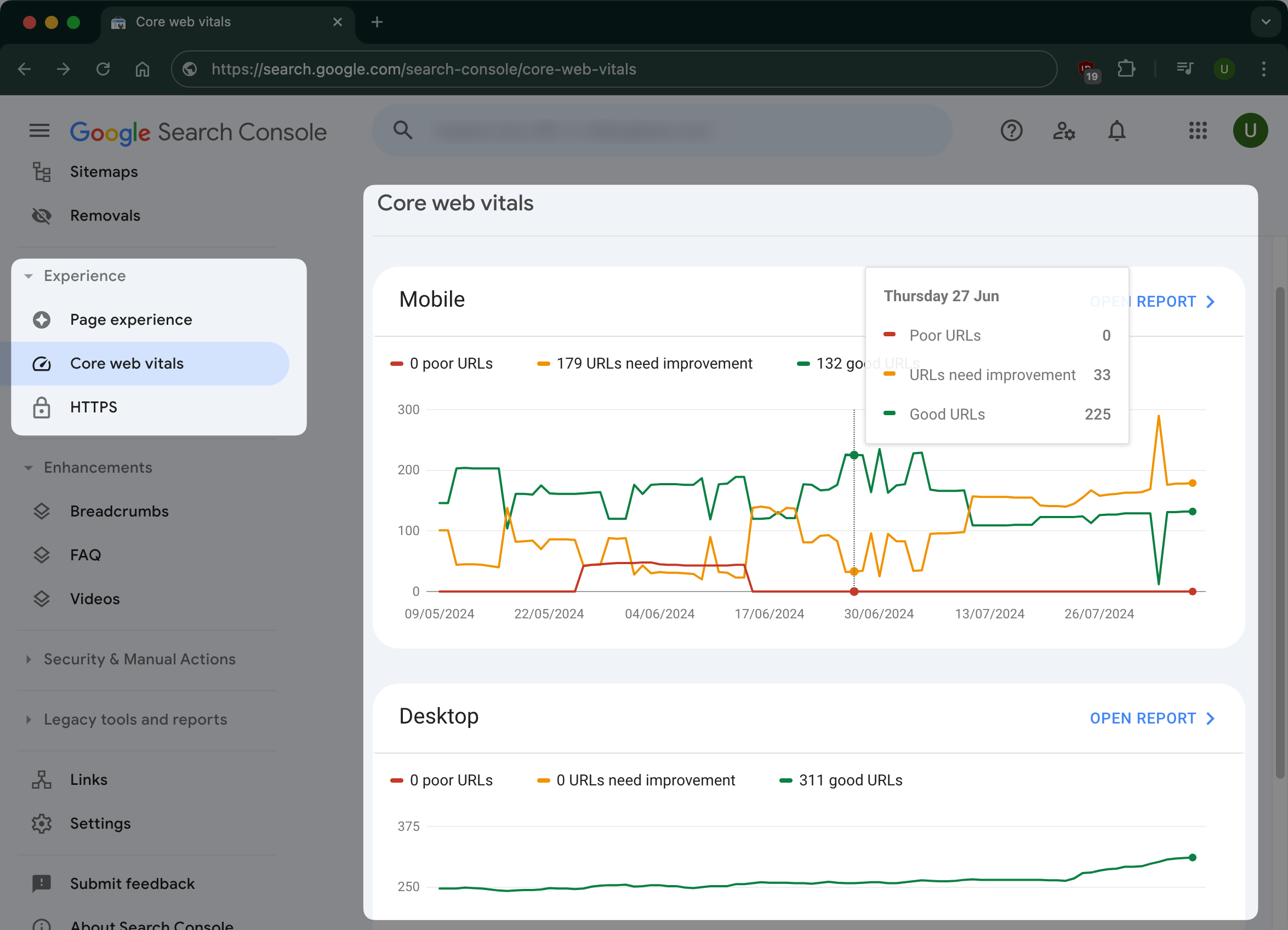 Core Web Vitals in Google Search Console