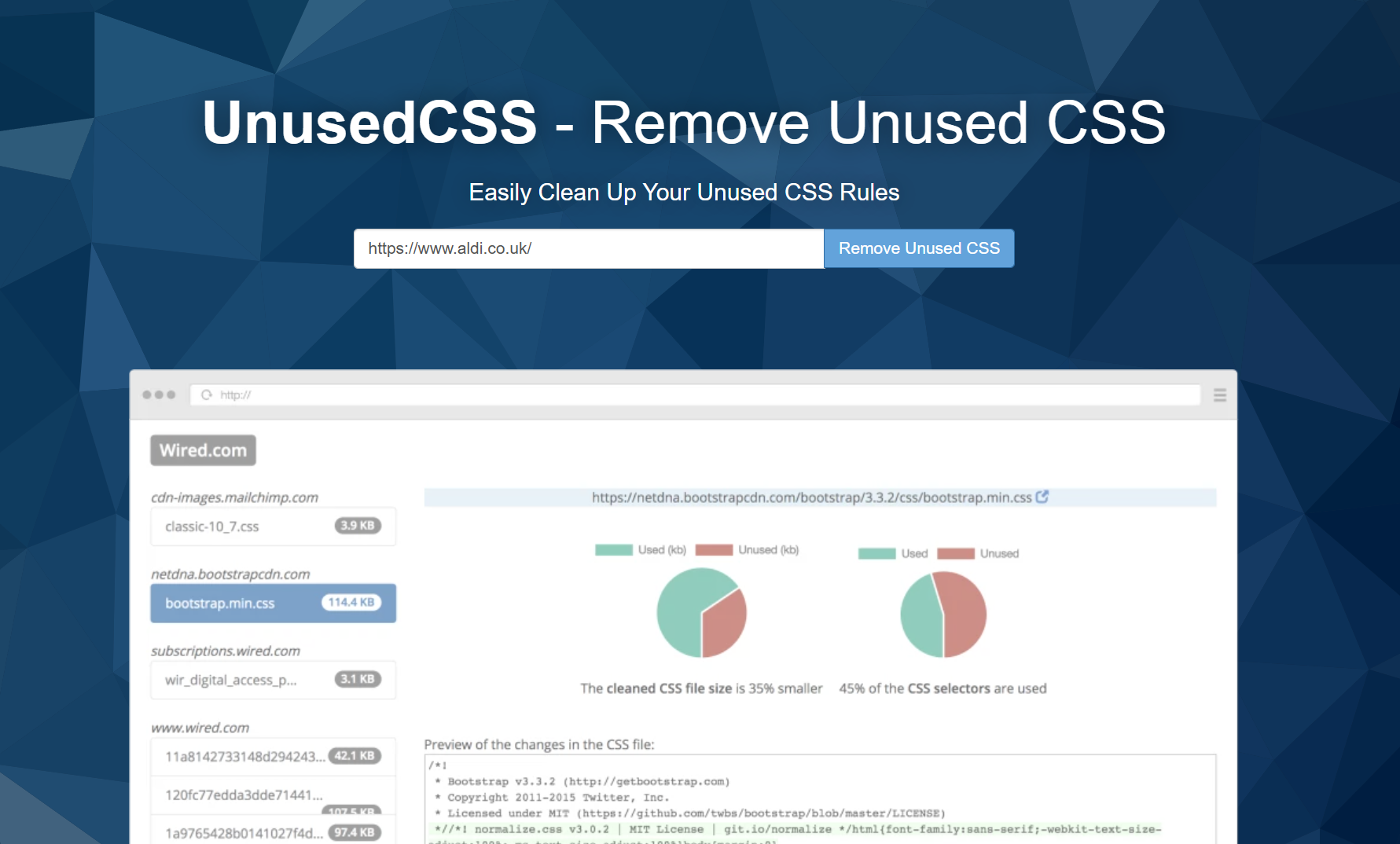 Unused CSS homepage