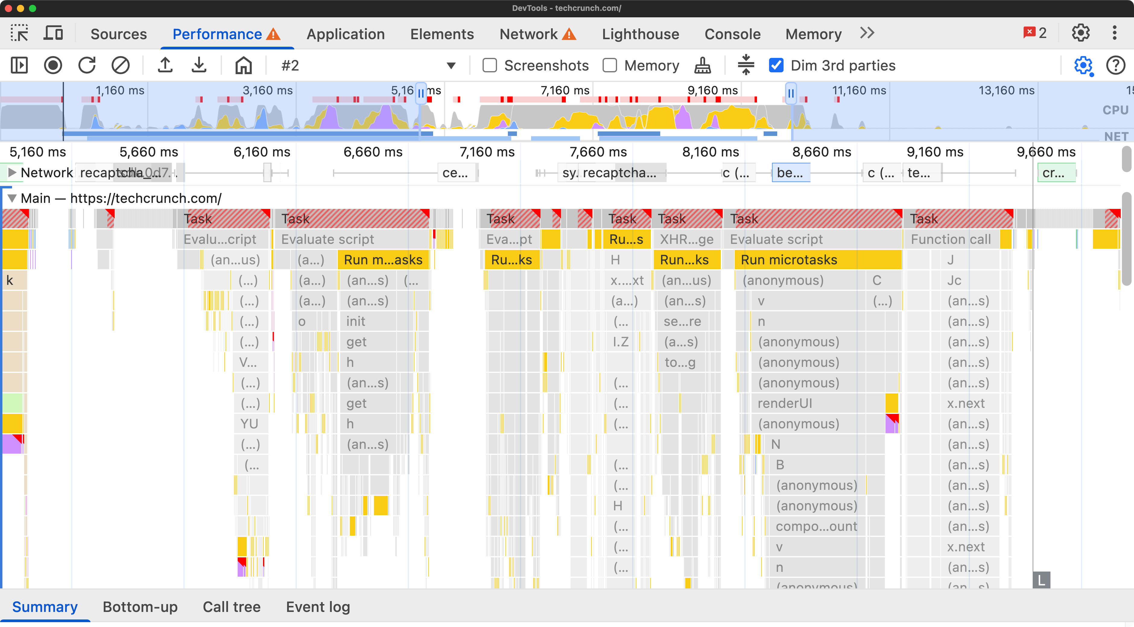 Dim third parties view of the devtools performance panel