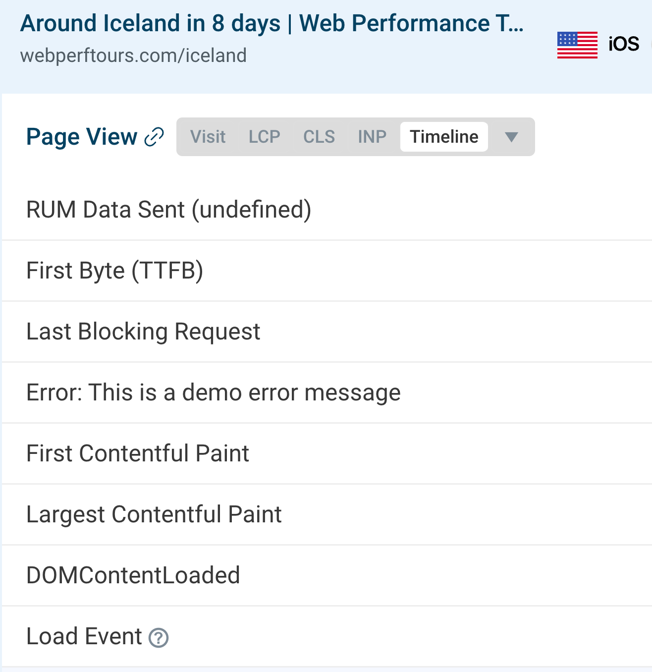 DebugBear Timeline view