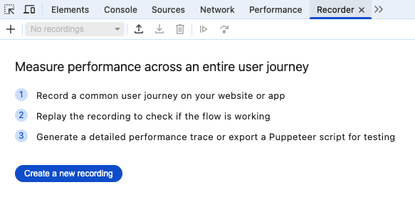 Recorder tab in Chrome DevTools