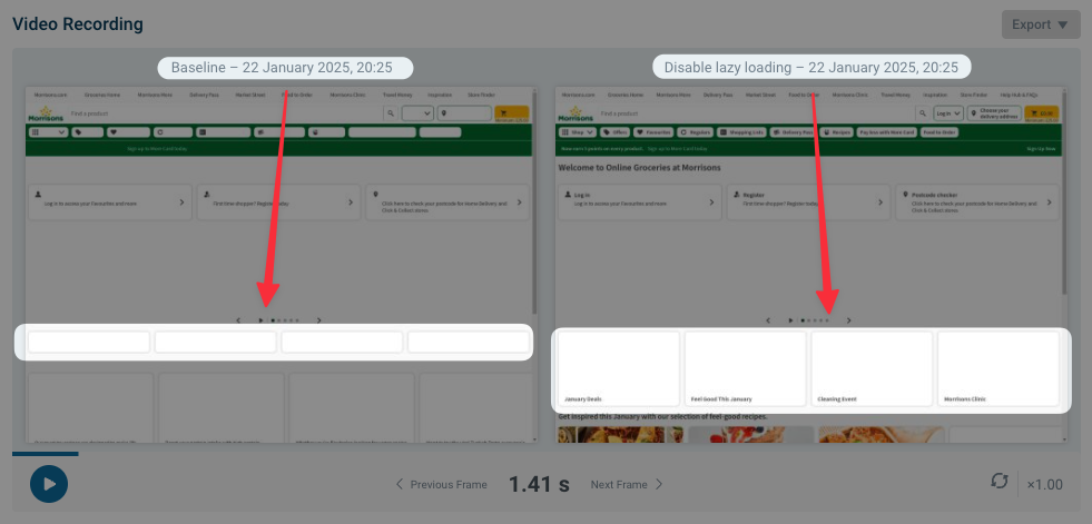 CLS experiment showing difference in box sizes