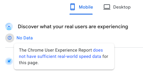 PSI not enough real user data available