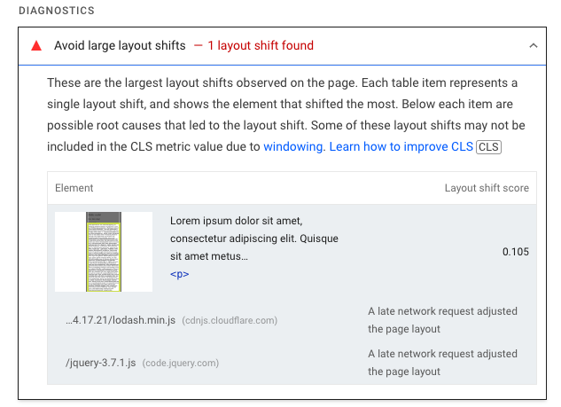 Layout shift attributed incorrectly