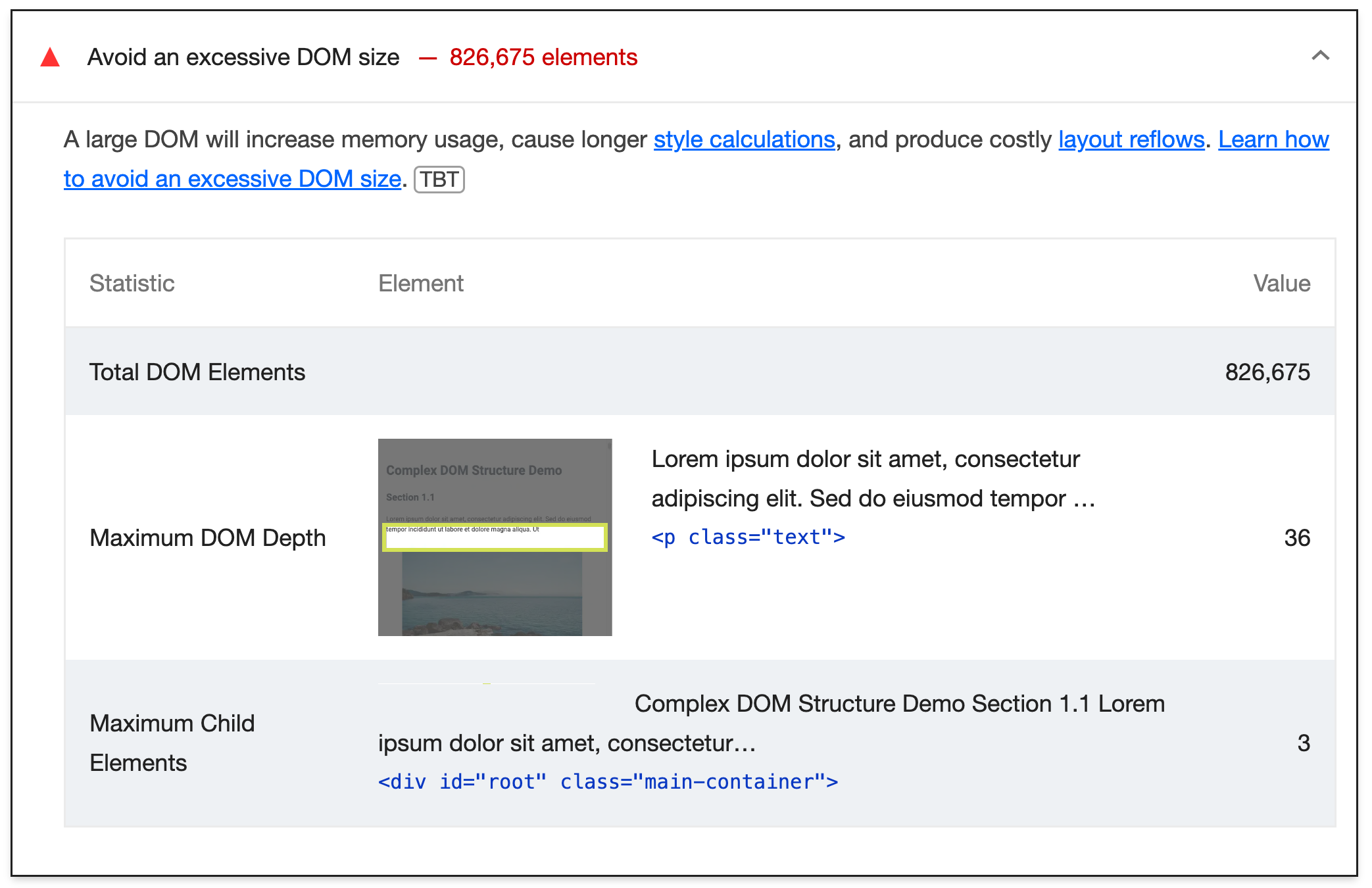 Screenshot of Lighthouse performance audit